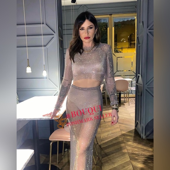 BLOGGERS FAV ZARA SHIMMERY RHINESTONE MESH CROP TOP - Picture 5 of 10